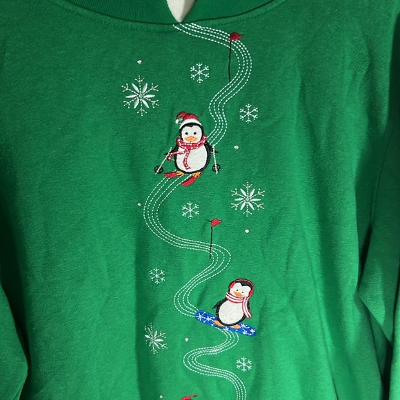 Shenanigans Penguin Christmas Winter Sweater Women’s Size L - Picture 2 of 4